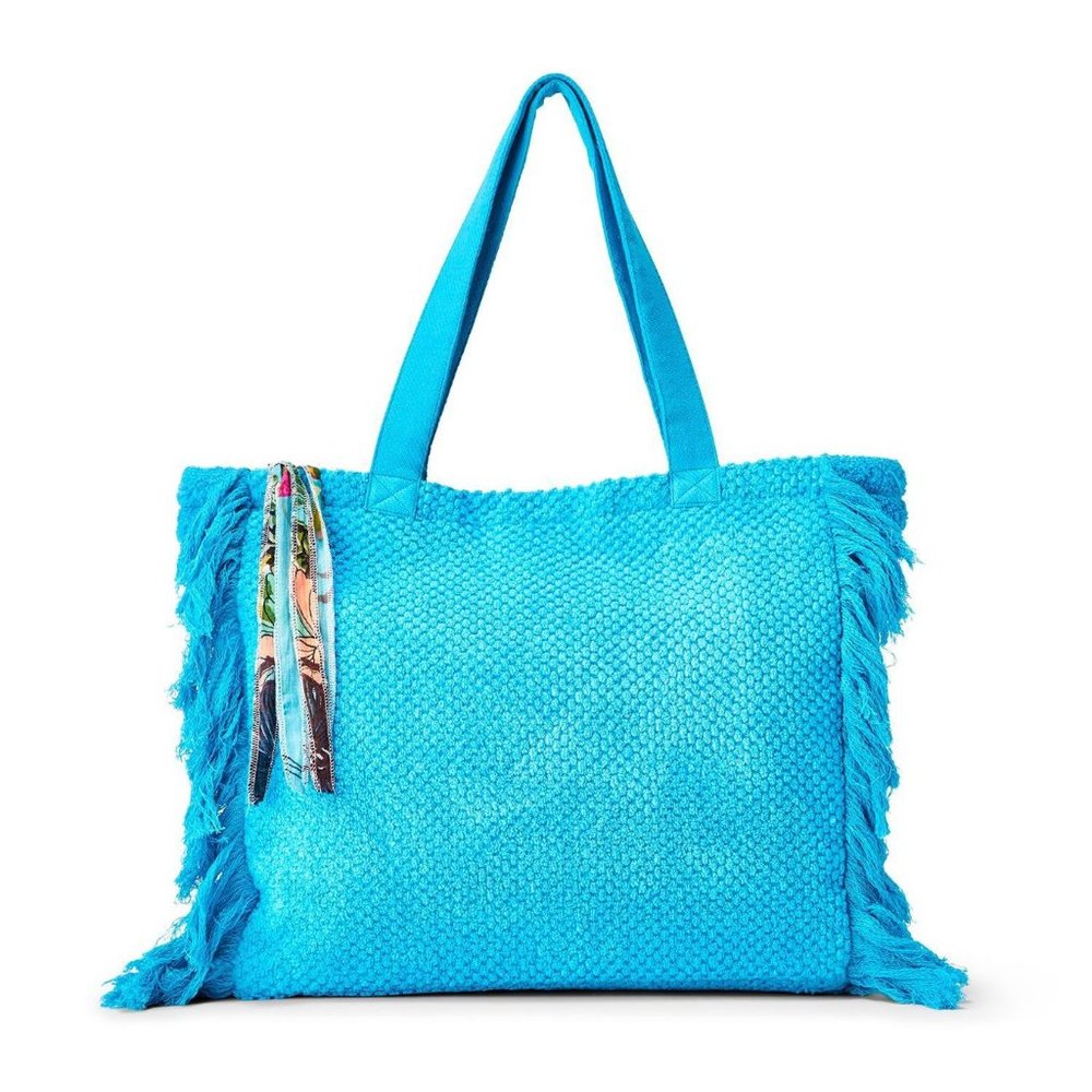 NWT Soft terry Turquoise tote with cotton floral print lining.